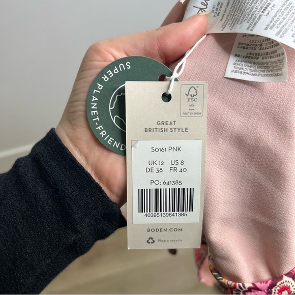 NWT Boden Pink Multicolor String Bikini Set Size 8 - Picture 9 of 10